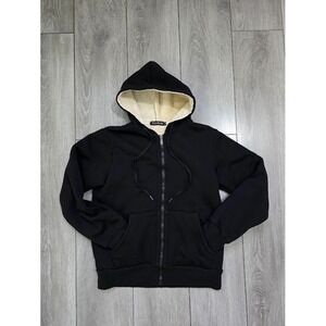 YeoKou Mens Sherpa Lined Zip Hoodie Black Size M Warm Winter Jacket